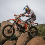 Mani Lettenbichler out on the route during the amended ‘Mountain Battle’ of Day 1 of Roof of Africa, by ZCMC