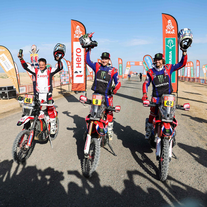 Ross Branch, Ricky Brabec and Adrien Van Beveren at the finish line ...