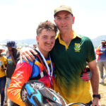 Stiaan and his Dad at the finish of the final day